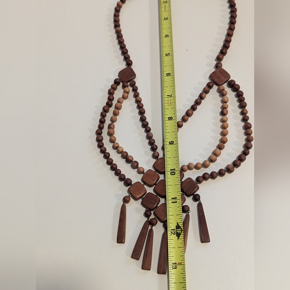 Vintage Juniper Natural Wood Festoon Bib Necklace - Picture 3 of 3